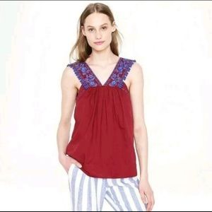 J Crew Breezy Boho Embroidered Sleeveless Top Summer Cool 00